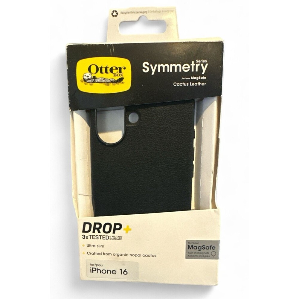 OtterBox Apple iPhone 16 Symmetry Drop+ Case MagSafe Black Cactus Leather